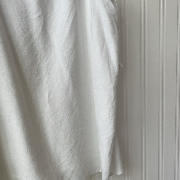 White Linen Mini Dress with Side Cutouts - Picture 2 of 5